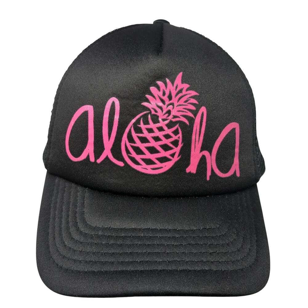 Aloha Pineapple Snapback Mesh Back Trucker Hat Black One Size Outdoor
